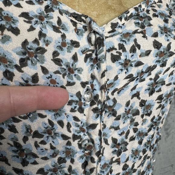 Jen's Pirate Booty Dress Womens Medium Smocked Puff Sleeve Boho Floral - Picture 9 of 9